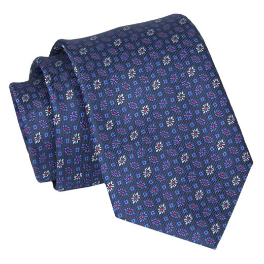Krawat - ALTIES - Granat, Drobne Kwiatki KRALTS0841 ze sklepu JegoSzafa.pl w kategorii Krawaty - zdjęcie 147823904