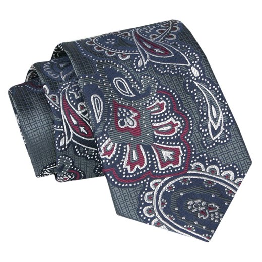 Krawat - ALTIES - Popiel, Duży Wzór KRALTS0835 ze sklepu JegoSzafa.pl w kategorii Krawaty - zdjęcie 147823922