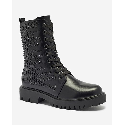 Botki workery damskie eko skórzane z perełkami Simvao- Obuwie Royalfashion.pl 39 royalfashion.pl