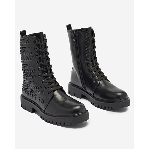 Botki workery damskie eko skórzane z perełkami Simvao- Obuwie Royalfashion.pl 39 royalfashion.pl
