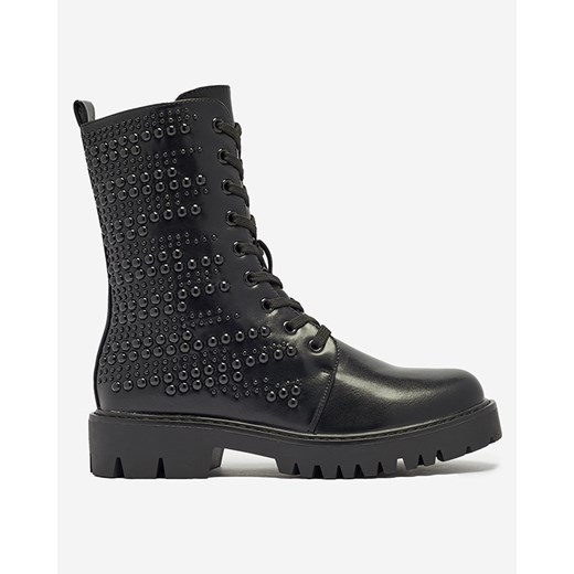Botki workery damskie eko skórzane z perełkami Simvao- Obuwie Royalfashion.pl 37 royalfashion.pl