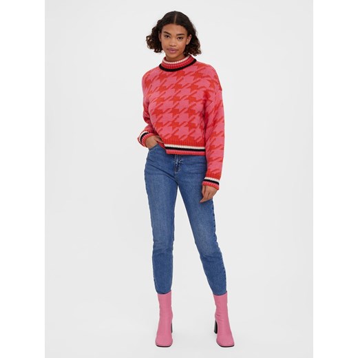 Sweter "Alecia" w kolorze czerwono-różowym ze wzorem Vero Moda XL okazja Limango Polska