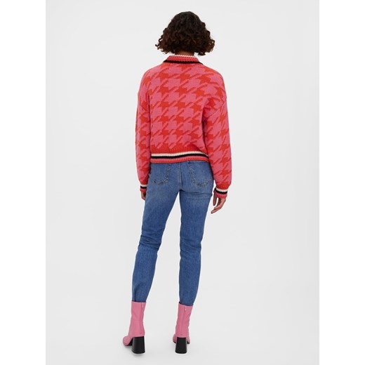 Sweter "Alecia" w kolorze czerwono-różowym ze wzorem Vero Moda S promocyjna cena Limango Polska