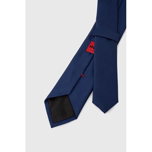 HUGO krawat jedwabny kolor niebieski ONE ANSWEAR.com