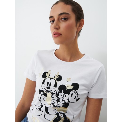 Mohito - Bawełniany t-shirt z Myszką Miki - Biały Mohito L Mohito
