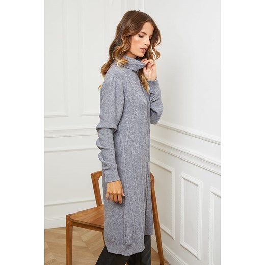 Sukienka So Cachemire z golfem mini z długim rękawem na spacer 