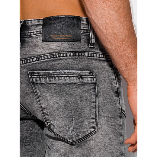 Krótkie spodenki męskie jeansowe 413W - szare Edoti.com 32 okazja Edoti