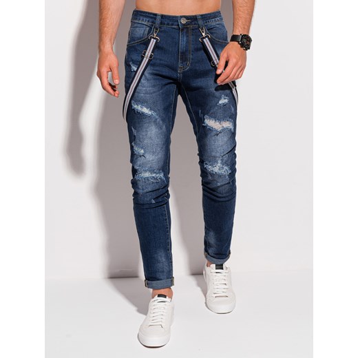 Spodnie męskie jeansowe 1256P - niebieskie ze sklepu Edoti w kategorii Jeansy męskie - zdjęcie 147907333