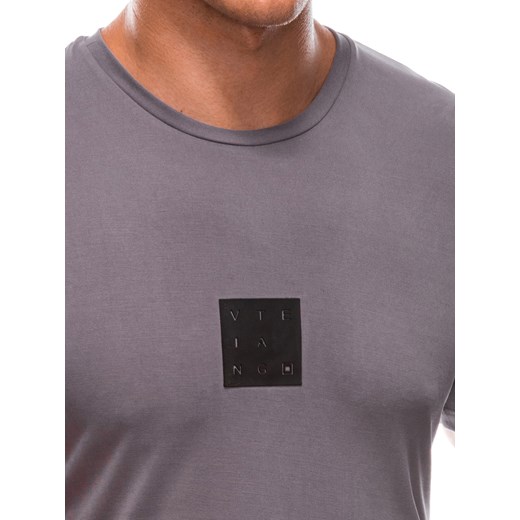 T-shirt męski z nadrukiem 1730S - fioletowy Edoti.com M Edoti