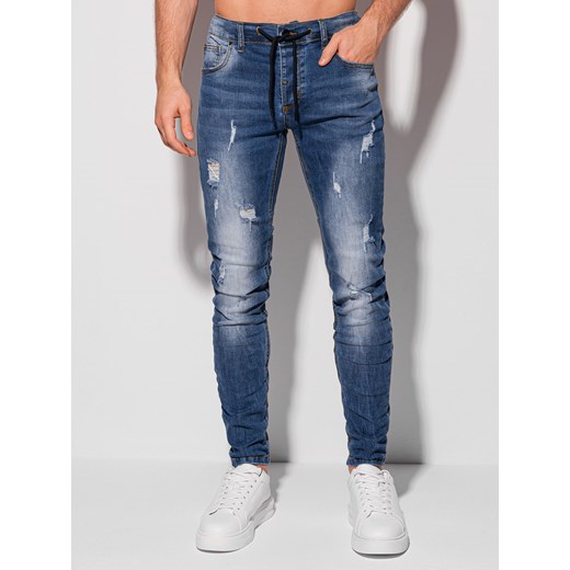Spodnie męskie jeansowe 1308P - niebieskie Edoti.com L Edoti