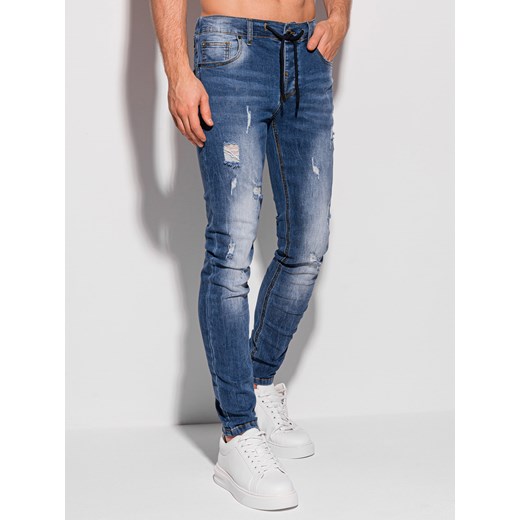 Spodnie męskie jeansowe 1308P - niebieskie ze sklepu Edoti w kategorii Jeansy męskie - zdjęcie 147907733
