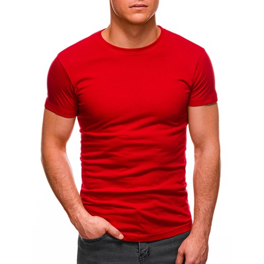 T-shirt męski basic 970S - czerwony ze sklepu Edoti w kategorii T-shirty męskie - zdjęcie 147908381