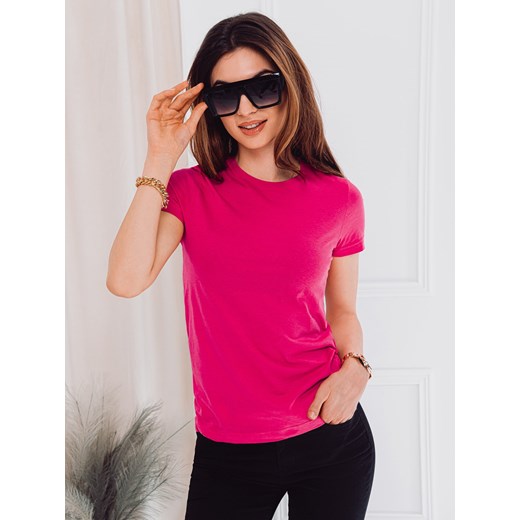 T-shirt damski basic 001SLR - różowy Edoti.com XL Edoti