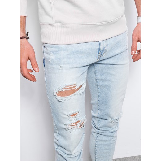 Spodnie męskie jeansowe II gatunek 1020P - jasnoniebieskie Edoti.com M okazja Edoti