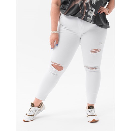 Spodnie damskie jeansowe Plus Size 137PLR - białe Edoti.com 42 wyprzedaż Edoti