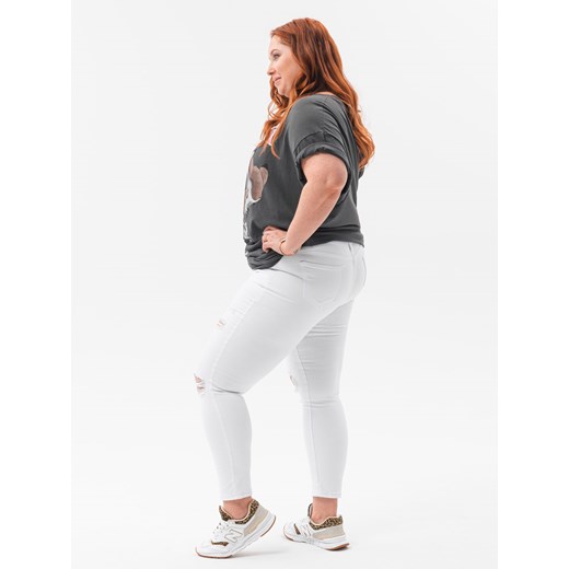Spodnie damskie jeansowe Plus Size 137PLR - białe Edoti.com 42 wyprzedaż Edoti