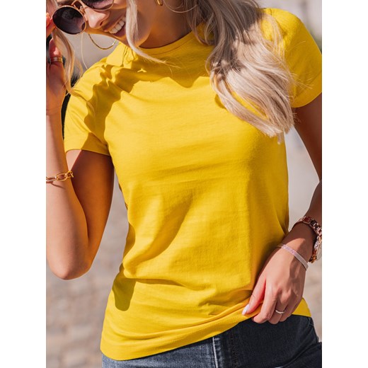 T-shirt damski basic 001SLR - żółty Edoti.com 3XL Edoti