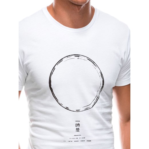 T-shirt męski z nadrukiem 1729S - biały Edoti.com S Edoti