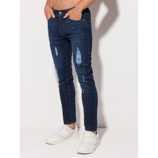 Spodnie męskie jeansowe 1215P - ciemnoniebieskie Edoti.com L okazyjna cena Edoti
