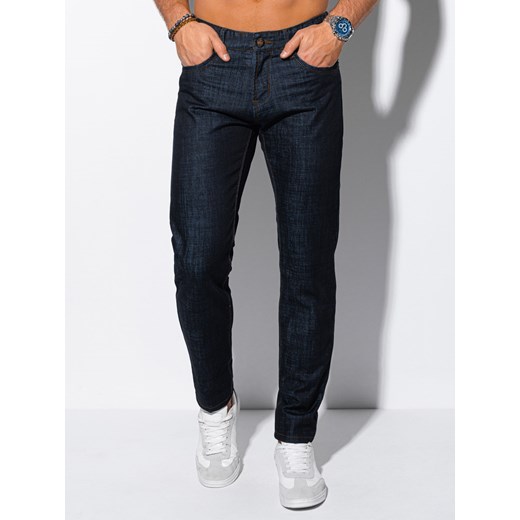 Spodnie męskie jeansowe 1148P - ciemnoniebieskie Edoti.com 29 okazja Edoti