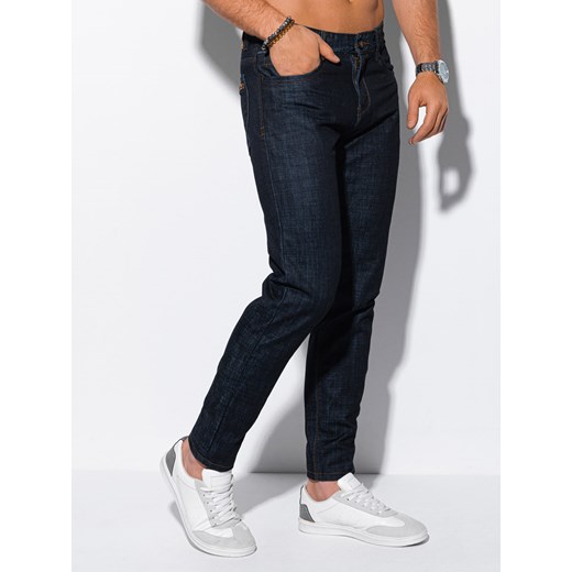 Spodnie męskie jeansowe 1148P - ciemnoniebieskie Edoti.com 29 wyprzedaż Edoti