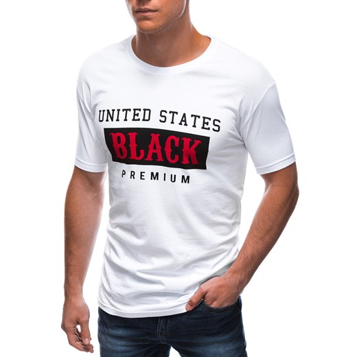 T-shirt męski z nadrukiem 1405S - biały Edoti.com L Edoti