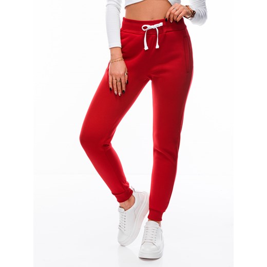 Spodnie damskie dresowe 070PLR - czerwone ze sklepu Edoti w kategorii Spodnie damskie - zdjęcie 147909894