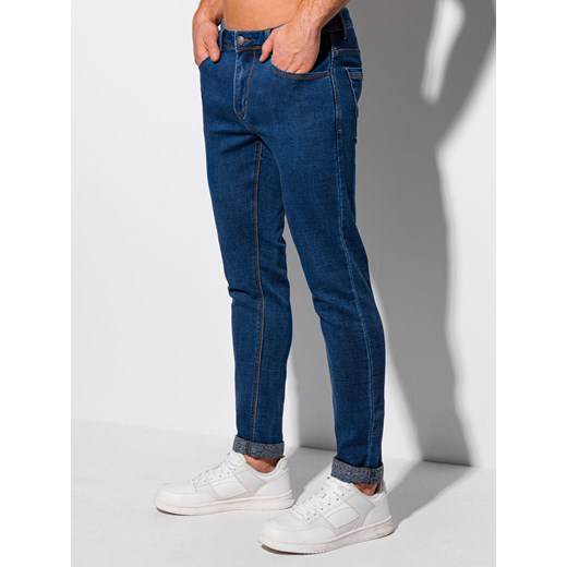 Spodnie męskie jeansowe 1101P - ciemnoniebieskie Edoti.com 29 okazyjna cena Edoti