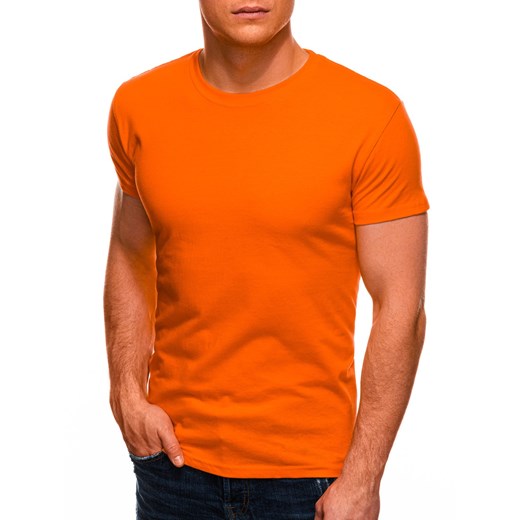 T-shirt męski basic 970S - pomarańczowy ze sklepu Edoti w kategorii T-shirty męskie - zdjęcie 147910382