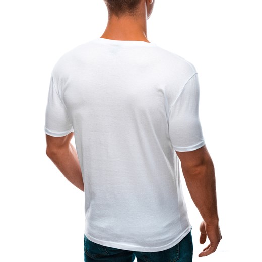 T-shirt męski z nadrukiem 1598S - biały Edoti.com M okazja Edoti