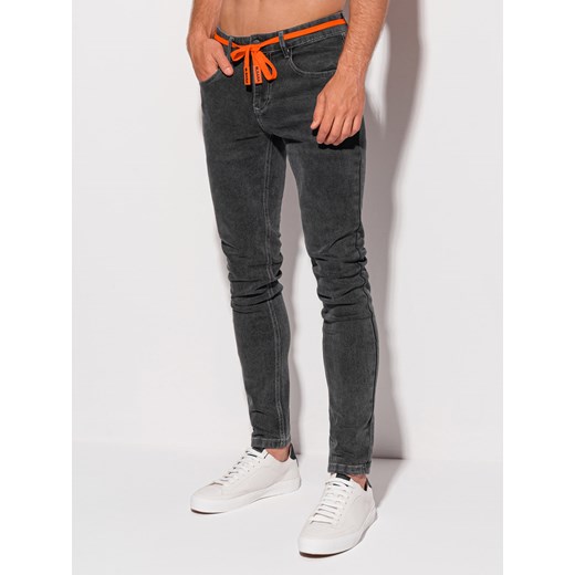 Spodnie męskie jeansowe 1249P - czarne Edoti.com 28 promocyjna cena Edoti