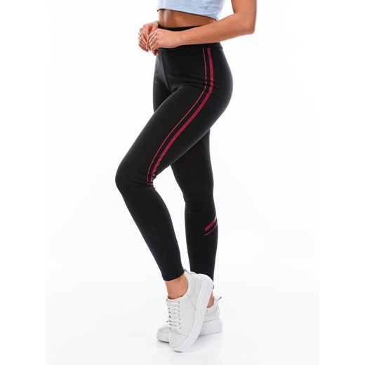 Spodnie damskie legginsy 188PLR - czarne/czerwone Edoti.com M Edoti