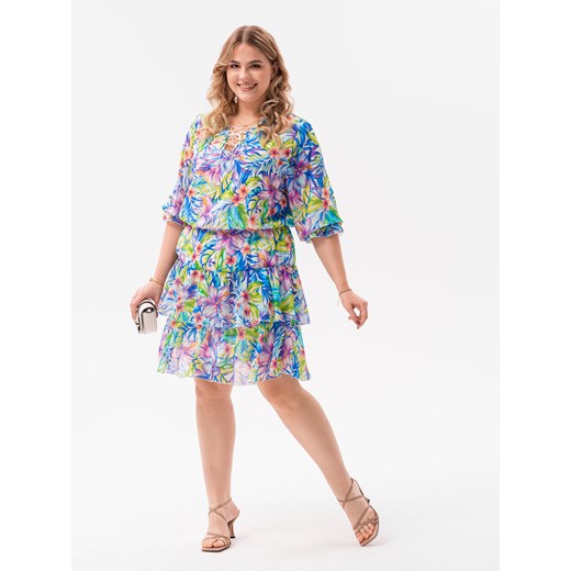 Sukienka damska Plus Size 066DLR - biała Edoti.com 44 (XXL) promocyjna cena Edoti