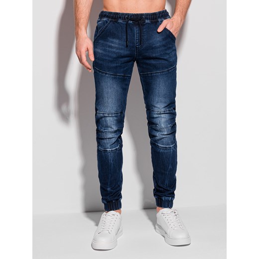 Spodnie męskie jeansowe joggery 1312P - niebieskie Edoti.com L Edoti