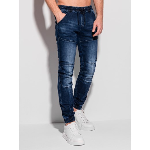 Spodnie męskie jeansowe joggery 1312P - niebieskie Edoti.com M Edoti