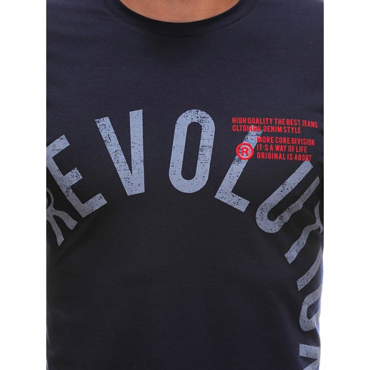 T-shirt męski z nadrukiem 1718S - granatowy Edoti.com XL Edoti