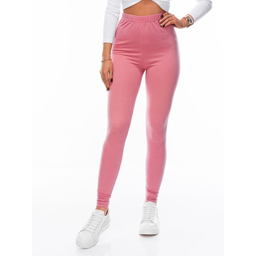 Spodnie damskie legginsy 071PLR - różowe Edoti.com XL wyprzedaż Edoti