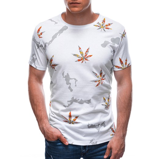 T-shirt męski z nadrukiem 1704S - biały Edoti.com 3XL Edoti