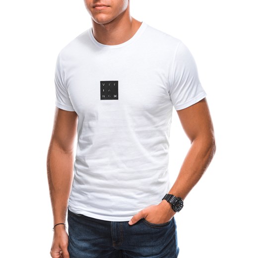 T-shirt męski z nadrukiem 1730S - biały Edoti.com XXL Edoti