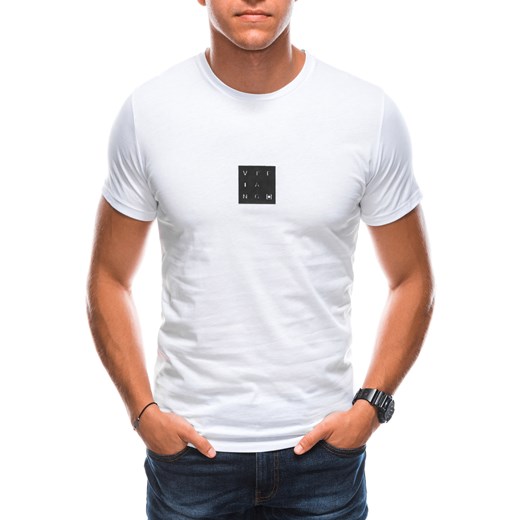 T-shirt męski z nadrukiem 1730S - biały Edoti.com XXL Edoti