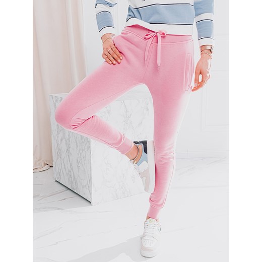 Spodnie damskie dresowe 001PLR - różowe ze sklepu Edoti w kategorii Spodnie damskie - zdjęcie 147912220