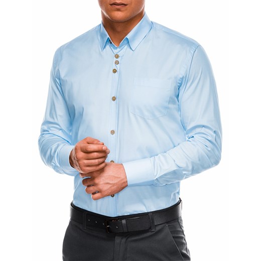 Koszula męska z długim rękawem 302K - błękitna Edoti.com S okazja Edoti