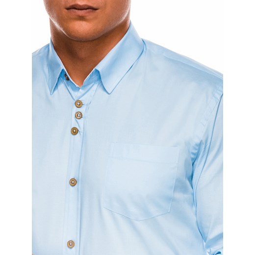 Koszula męska z długim rękawem 302K - błękitna Edoti.com S promocja Edoti