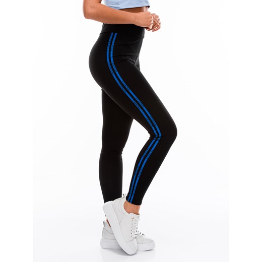 Spodnie damskie legginsy 187PLR - czarne/niebieskie Edoti.com M Edoti