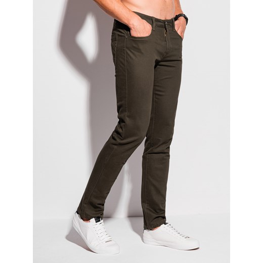 Spodnie męskie jeansowe 1257P - khaki Edoti.com 32 okazyjna cena Edoti