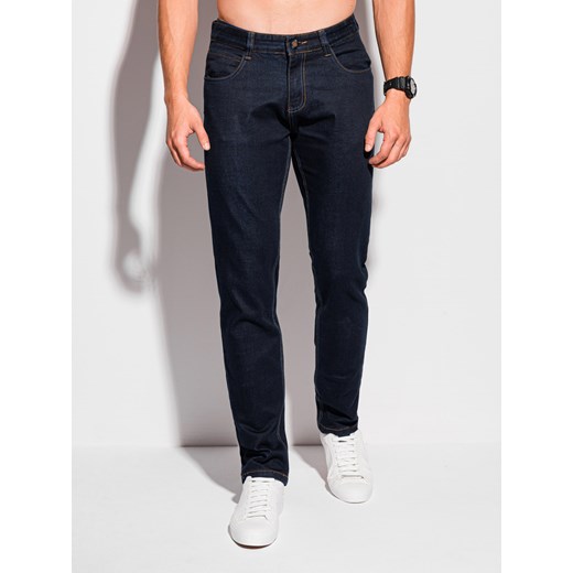 Spodnie męskie jeansowe 1258P - ciemnoniebieskie Edoti.com 32 wyprzedaż Edoti