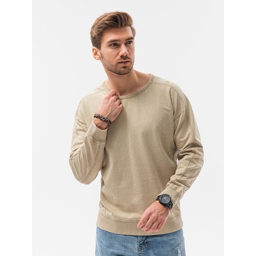 Bluza męska bez kaptura 1161B - beżowa Edoti.com L wyprzedaż Edoti
