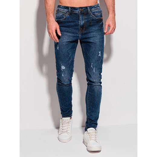 Spodnie męskie jeansowe 1300P - ciemnoniebieskie Edoti.com 30 Edoti