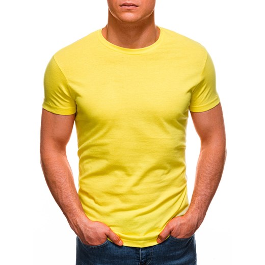 T-shirt męski basic 970S - żółty ze sklepu Edoti w kategorii T-shirty męskie - zdjęcie 147913683