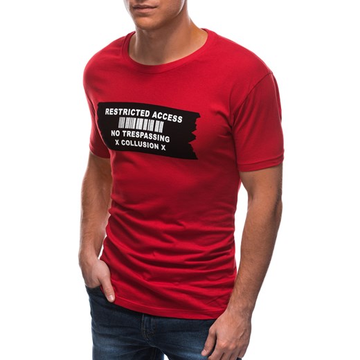 T-shirt męski z nadrukiem 1465S - czerwony Edoti.com XXL Edoti